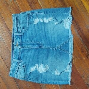 Hollister High-Rise Skirt Vintage Stretch Distressed Destroyed Denim Skirt Sz 7